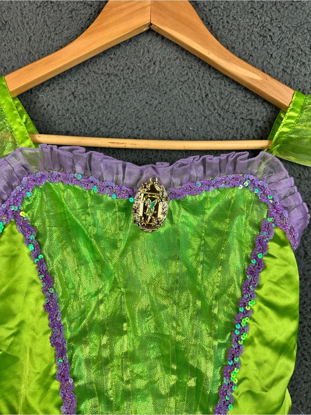 Disney Tinker Bell Costume Dress Girls Size 13 Green Purple Sequin Butterfly